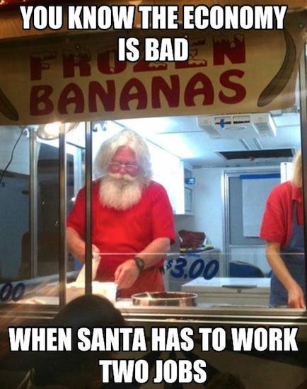 Funny Memes - santa working two jobs
